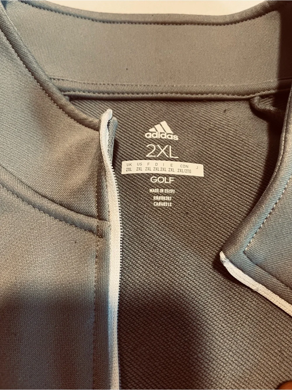 Adidas Golf Men’s 2XL Gray 1/4 Zip Pullover – Long Sleeve 3-Stripe Performance